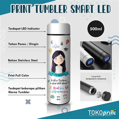 Jual Custom Tumbler Termos Smart LED Temperatur Print UV Botol Minum