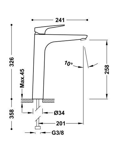 GRIFO MONOMANDO LAVABO CANIGO TRES PLUS XXL PARA LAVABO Griferia Tres