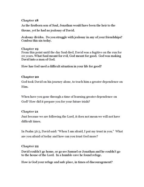 1 Samuel Study - Discussion Questions Chapters 18-22 | Samuel bible