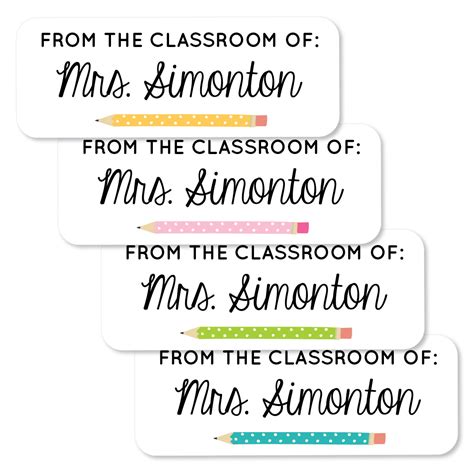 Teacher Pencil School Label – A Touch of Whimsy Designs