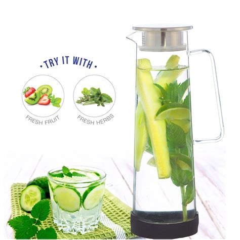 Grosche Bali Water Infuser Pitcher 1 5L Linen Chest