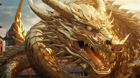 Ilustración majestuosa del dragón dorado Foto Premium