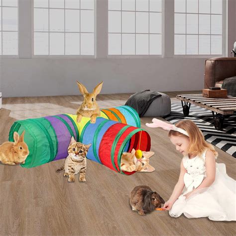 Weerihhol Rabbit Tunnels & Tubes Collapsible 3 Way Tunnel Bunny Hideout