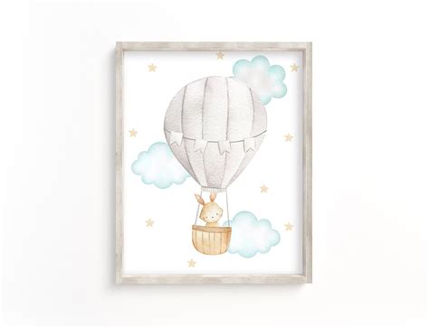 Hot Air Balloon Nursery Prints Gender Neutral Nursery Wall Etsy