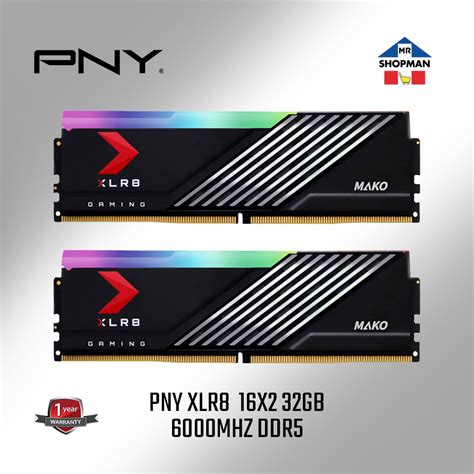 PNY XLR8 MAKO 32Gb 16x2 6000Mhz DDR5 RGB Dual Ram Desktop Memory