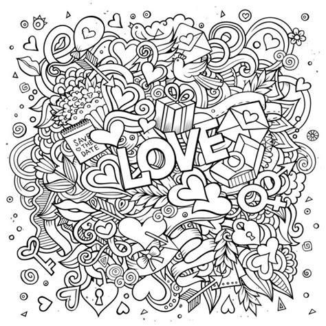 Love Hand Lettering Doodles Elements Background Vector Illustration