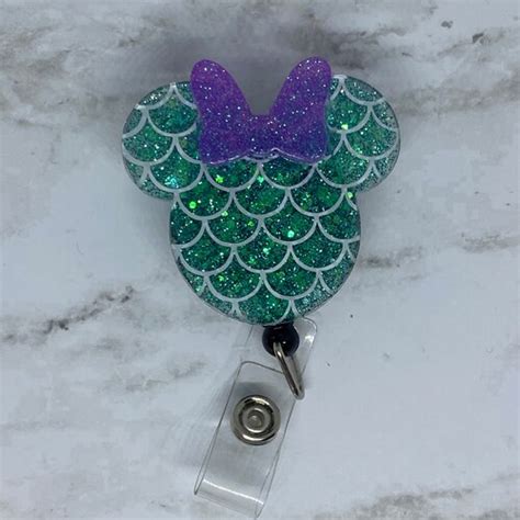 Mermaid Minnie Inspired Badge Reel Disney Badge Reel Etsy