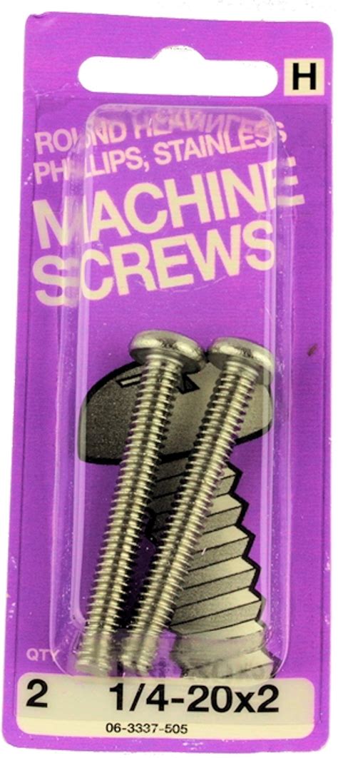 1 4 20 X 2 Round Head Phillips Machine Screws 2 Pack H 06 3337 505 D Lawless Hardware