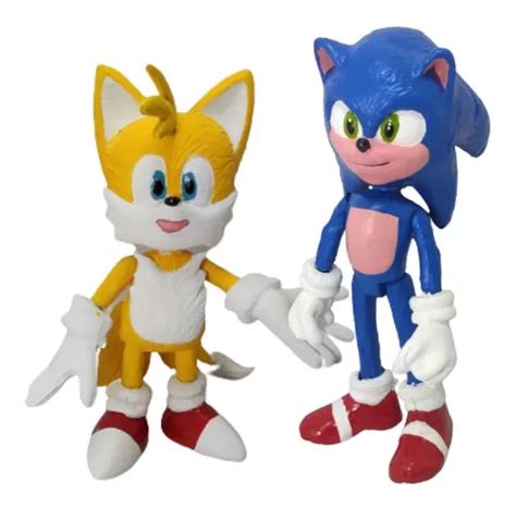 Set 2 Figuras Articuladas Sonic Azul Película Tails Miles Meses sin