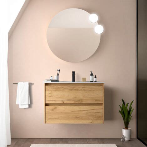 Mobile Bagno Sospeso Cm Rovere Africa Con Specchio E Lavabo Gaya