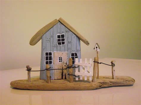 Driftwood Cottage Pale Blue Small Wooden House Driftwood Crafts