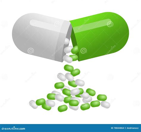 Medical Green Capsule Pill Isolated on White Background Stock ...