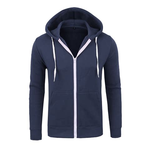 Caqnni Men Hoodies Casual Hoodies For Men With Zip Pockets Full Zip Long Sleeve Sweatshirt