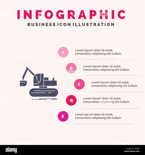 Crane, Construction, Lift, Truck Solid Icon Infographics 5 Steps ...