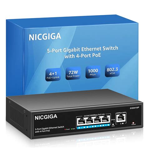 4 Port Gigabit PoE Switch Unmanaged with 4 Port IEEE802.3af/at PoE+@12 ...