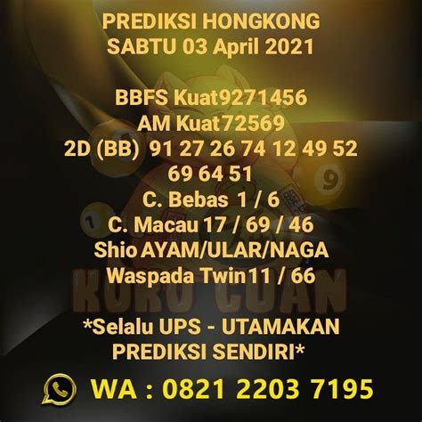 Prediksi Hongkong Sabtu 03 April 2021 Semoga JP Tetap Utamakan