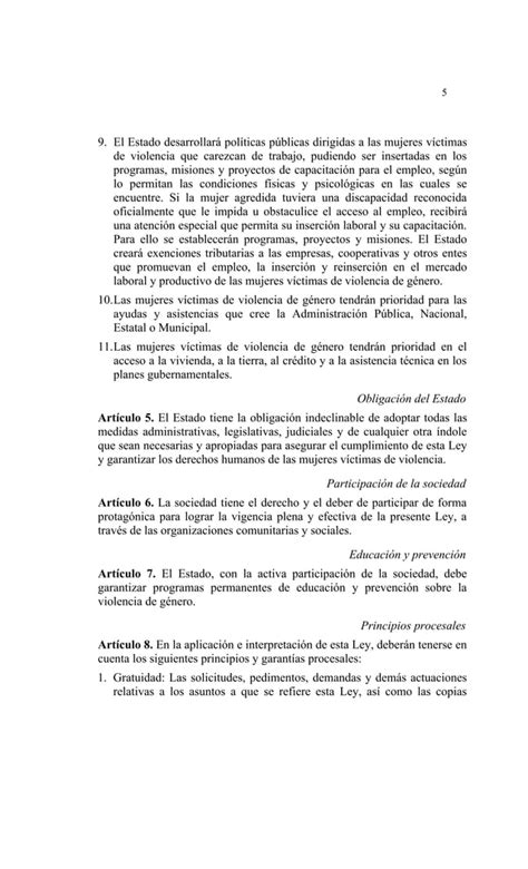 Ley Organica Sobre El Derecho De Las Mujeres A Una Vida Libre De