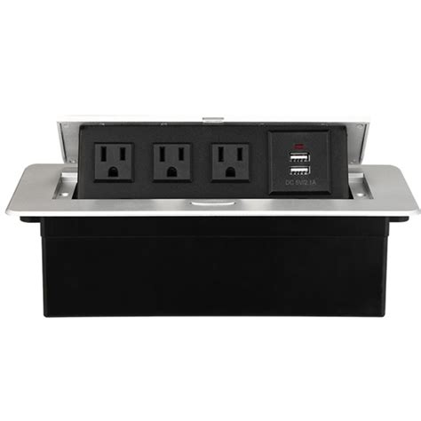 3 Outlets Pop Up Floor Electrical Outlet Recessed Hidden Countertop