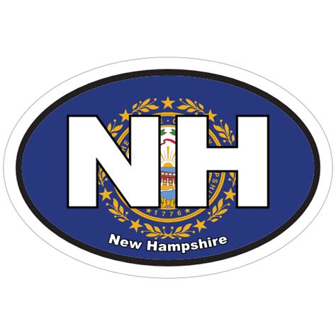 New Hampshire Nh State Flag Oval Sticker