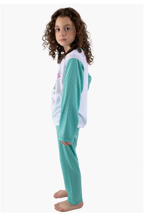 Pijama Longo De Malha Infantil 108 Verde Ref CEZ PA108 007 Kaisan