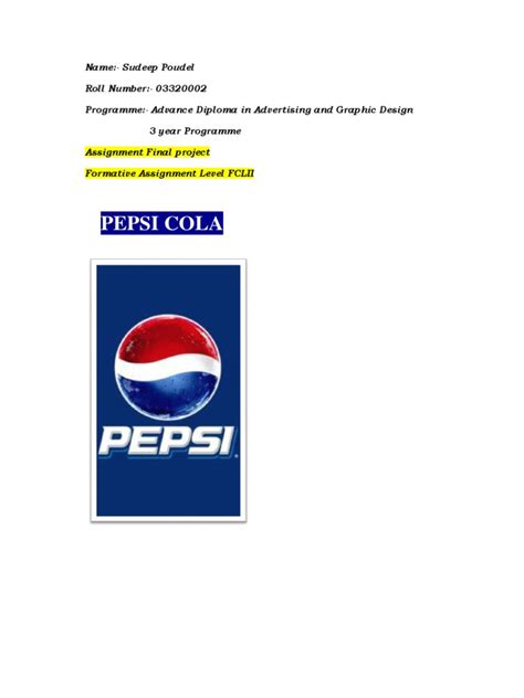 PDF Pepsi Final Formative Assignment DOKUMEN TIPS