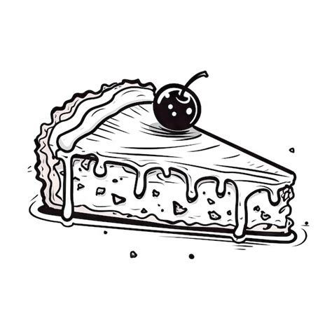 Premium Photo Cake Slice Doodle Sketch Slice Of Pie Hand Drawn Piece