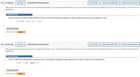 Solved 7 Points SCALCET9 6 XP 3 010 MI SA Skipped Part Chegg
