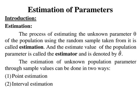 SOLUTION Estimation Of Parameters Studypool