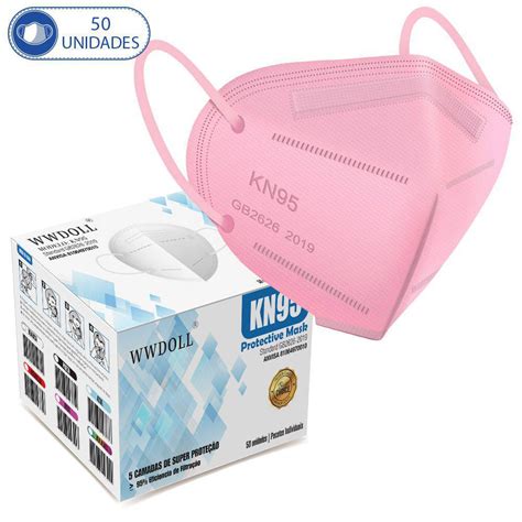 50 Unidades de Máscaras KN95 Descartáveis Rosa Filtro WWDoll