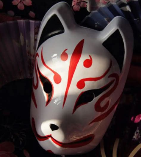 Plein Visage Peint à La Main Japonais Fox Masque Kitsune Cosplay Mascarade Halloween Dans