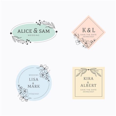 Paquete De Monogramas De Boda Planos Lineales Vector Gratis