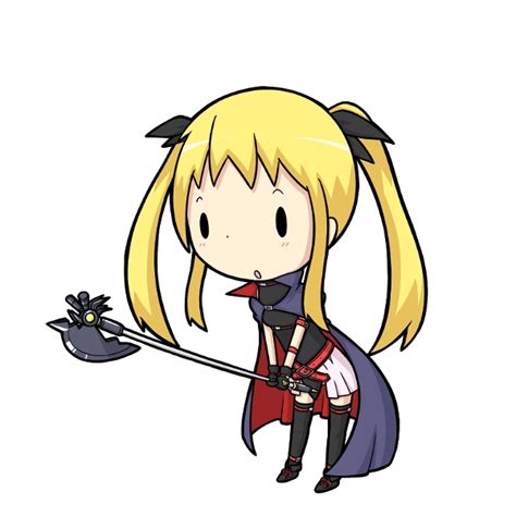 Safebooru Axe Bardiche Black Legwear Blonde Hair Bow Cape Chibi Fate