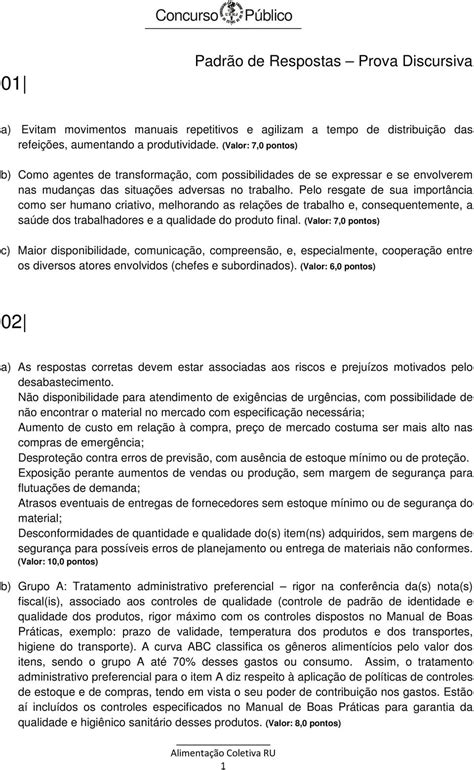 Padrão de Respostas Prova Discursiva PDF Download grátis