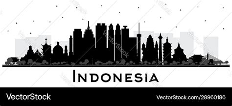 Indonesia Cities Skyline Silhouette With Black Vector Image