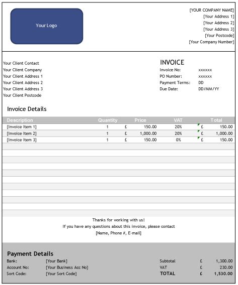 Welding And Fabrication Service Invoice Template