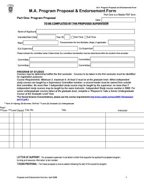 Fillable Online Uleth M A Program Proposal Endorsement Form Uleth