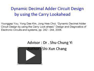 Ppt Dynamic Decimal Adder Circuit Design By Using The Carry Lookahead