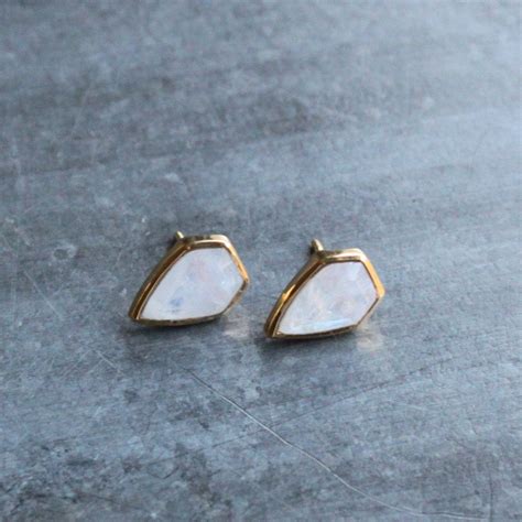 White Moonstone Stud Earrings