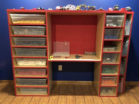 Lego Desk With Instruction Storage And Shelf For Completed Projects