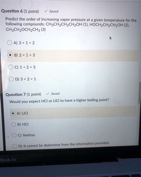 Solved Question Point Saved Predict The Order Of Increasing