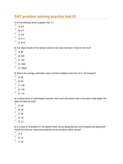 Problem Solving Practice Test