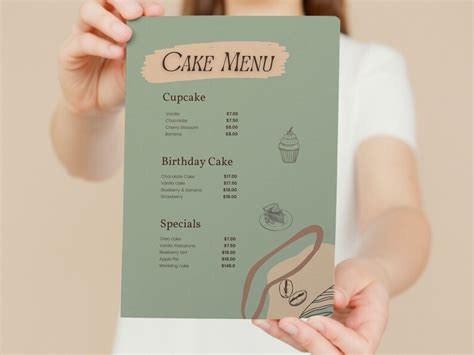 Editable Bakery Price List Printable Cupcake Menu Cake Menu Template