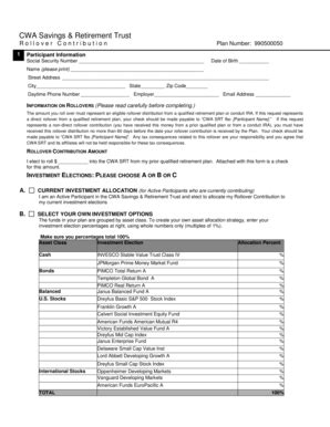 Fillable Online CWA Rollover Form 1 12 Doc Fax Email Print PdfFiller