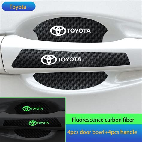 8pcs Carbon Fiber Illuminated Door Handle Protector Sticker Door Bowl