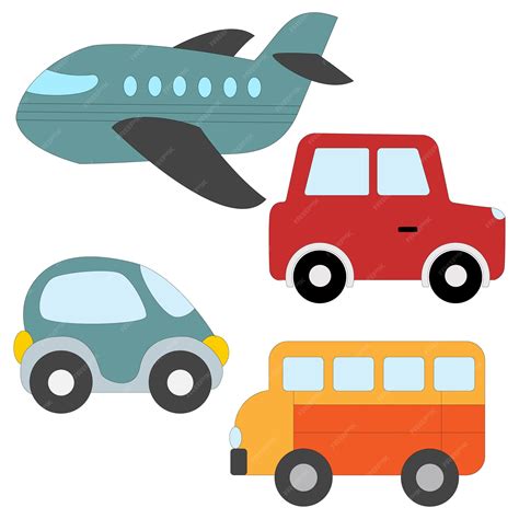 Premium Vector | Colorful transportation clipart bundle in cartoon ...