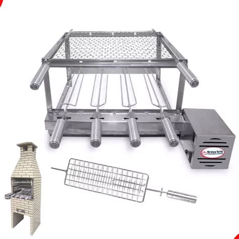 Kit Inox Gira Espetos Grill P Pr Moldadas Cm Grelhas