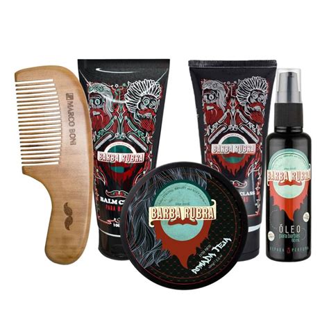 Kit De Barba Shampoo Balm Óleo Pomada e Pente Barba Barba