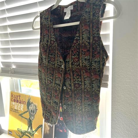 Adorable Whimsigoth Floral Patterned Vest Velvet Depop