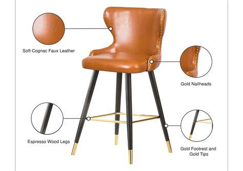 Hendrix Cognac Faux Leather Counter Bar Height Stool