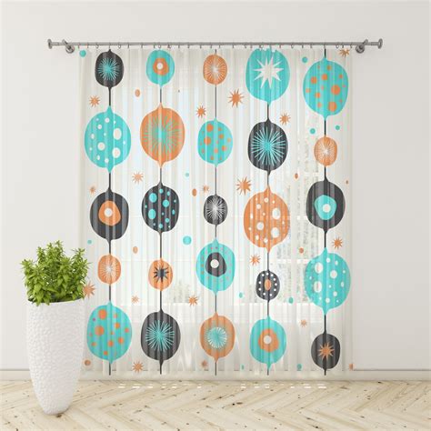 Mid Century Modern Pattern Window Curtains - NhalaHome